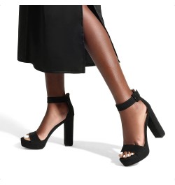 Women's Hi-Lo High Heel Platform Pump Sandals Black/Nubuck $26.51 Sandals