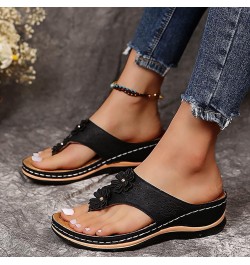 Slide Sandals for Women Low Heel Shoes Yoga Mat Orthotic Sandals Adjustable Flat Casual Summer Dressy Slipper 78-lwvqg-black-...