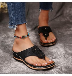 Slide Sandals for Women Low Heel Shoes Yoga Mat Orthotic Sandals Adjustable Flat Casual Summer Dressy Slipper 78-lwvqg-black-...