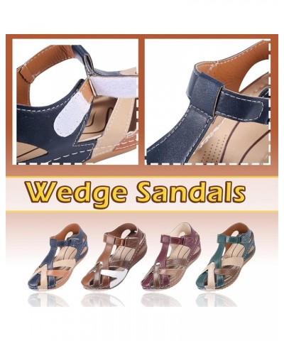 Sandals for Women Summer Closed Toe Hollow Wedge Sandals Soft PU Leather Closed Toe Vintage Anti-Slip Sandals Closed Toe Sand...