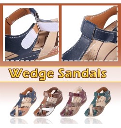 Sandals for Women Summer Closed Toe Hollow Wedge Sandals Soft PU Leather Closed Toe Vintage Anti-Slip Sandals Closed Toe Sand...