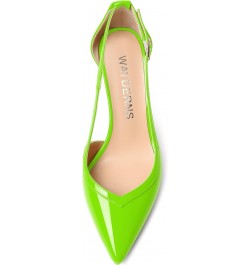 Womens Slip On Adjustable Strap Pointed Toe Patent Party Platform Fashion Stiletto High Heel Pumps Shoes 4 Inch Lime Green $4...