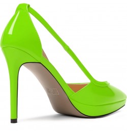 Womens Slip On Adjustable Strap Pointed Toe Patent Party Platform Fashion Stiletto High Heel Pumps Shoes 4 Inch Lime Green $4...