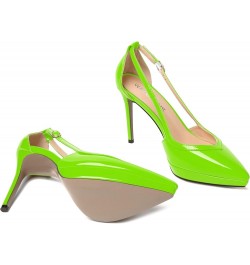 Womens Slip On Adjustable Strap Pointed Toe Patent Party Platform Fashion Stiletto High Heel Pumps Shoes 4 Inch Lime Green $4...