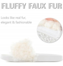 Women's Furry Slides Faux Fur Slides Fuzzy Slippers Fluffy Sandals Outdoor Indoor Curly White $13.77 Slippers