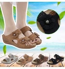 Sandals Women Dressy Summer Sandals Wedge Womens Sandals Closed Toe Slip On Platform Sandals Casual Espadrille Shoes Z11-blac...