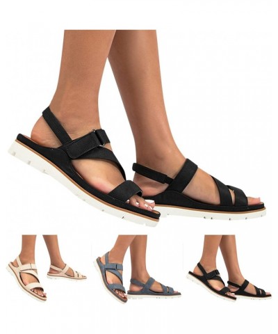 Womens Sandals Dressy Pattern Solid Roman Sandals Large Flat Non Slip Comfortable Summer Casual Sandals Beige $15.05 Sandals