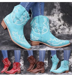 Women Boots Embroidered Retro Shoes Ankle Boots,Western Cowboy Boots, Ankle Boots Short Booties for Women,Fashion Embroidered...