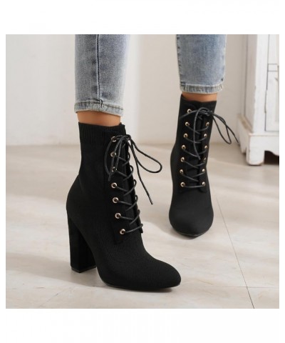 Boots Women Winter Boots Europe And The United States Foreign Trade Thick With High Heels Comfortable Breathable Flying Black...