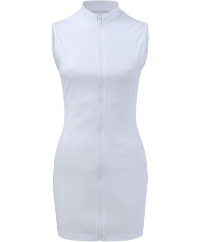 Womens Zipper Sleeveless Sexy Bag Buttock Dress White- Women's Cocktail Dresses $11.83 Athletic Shoes