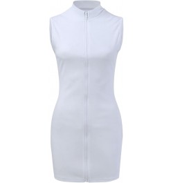 Womens Zipper Sleeveless Sexy Bag Buttock Dress White- Women's Cocktail Dresses $11.83 Athletic Shoes