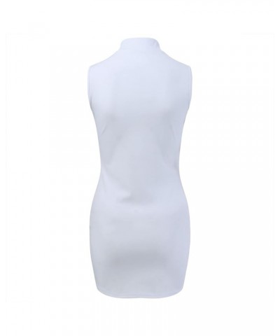 Womens Zipper Sleeveless Sexy Bag Buttock Dress White- Women's Cocktail Dresses $11.83 Athletic Shoes