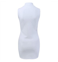 Womens Zipper Sleeveless Sexy Bag Buttock Dress White- Women's Cocktail Dresses $11.83 Athletic Shoes