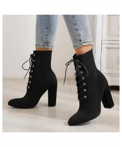 Boots Women Winter Boots Europe And The United States Foreign Trade Thick With High Heels Comfortable Breathable Flying Black...