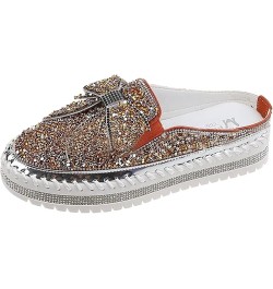 Women's Slip On Mule Shoes Rhinestones Glitter Bow Loafer Shoes Ladies Platform Comfort Work Shoes Non Slip Flat Casual Shoes...