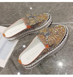 Women's Slip On Mule Shoes Rhinestones Glitter Bow Loafer Shoes Ladies Platform Comfort Work Shoes Non Slip Flat Casual Shoes...