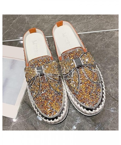 Women's Slip On Mule Shoes Rhinestones Glitter Bow Loafer Shoes Ladies Platform Comfort Work Shoes Non Slip Flat Casual Shoes...