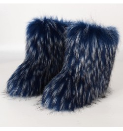 Plush Snow Boots for Women Fashion Faux Fur Boot Furry Fluffy Imitation Animal Mid-Calf Boots Winter Comfortable Casual Warm ...