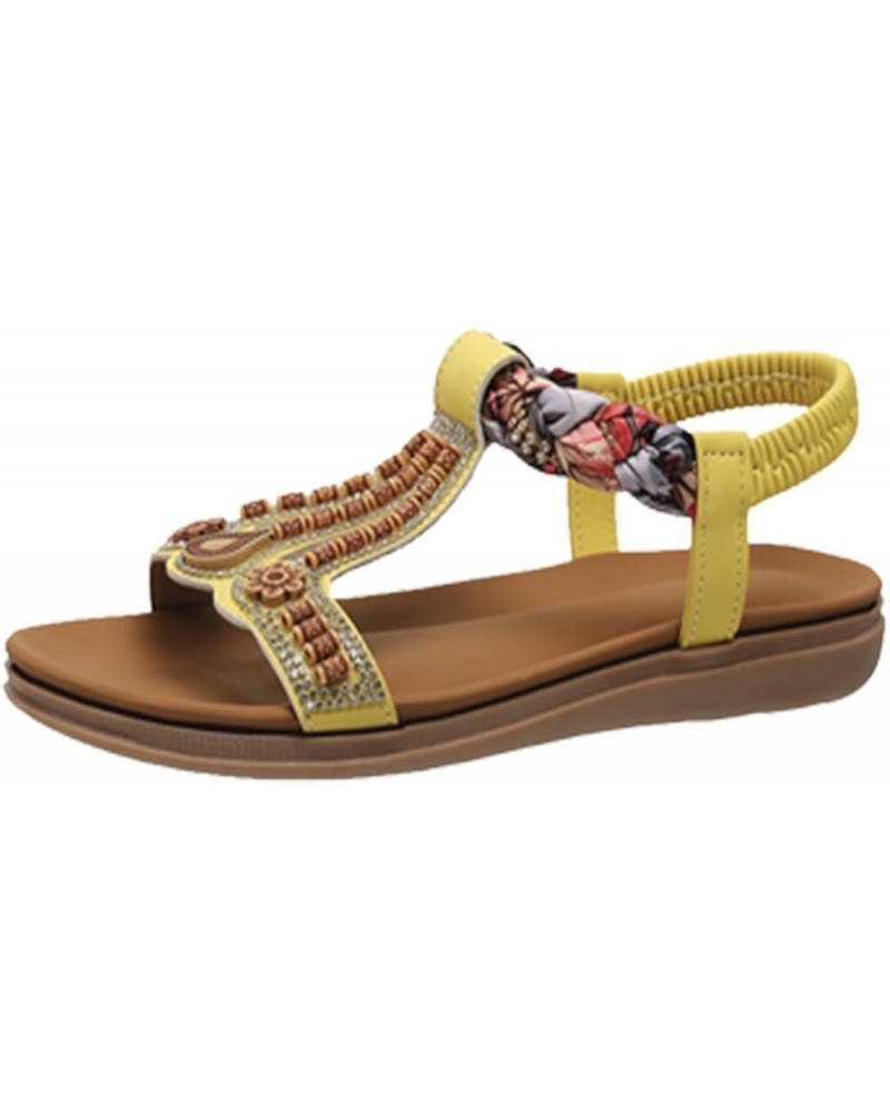 Womens Ankle Strap Gladiator Low Wedge Sandal Casual Beach Lightweight Flats Heel Flip Flop Shoes 176-zoxro-yellow3 $13.69 Pumps