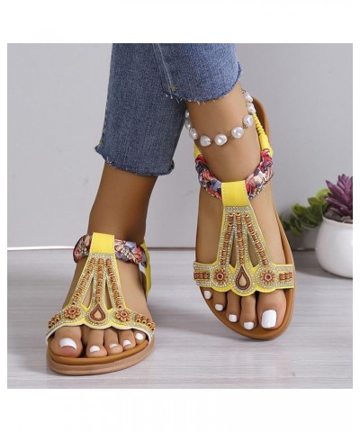 Womens Ankle Strap Gladiator Low Wedge Sandal Casual Beach Lightweight Flats Heel Flip Flop Shoes 176-zoxro-yellow3 $13.69 Pumps