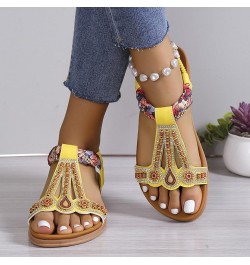 Womens Ankle Strap Gladiator Low Wedge Sandal Casual Beach Lightweight Flats Heel Flip Flop Shoes 176-zoxro-yellow3 $13.69 Pumps