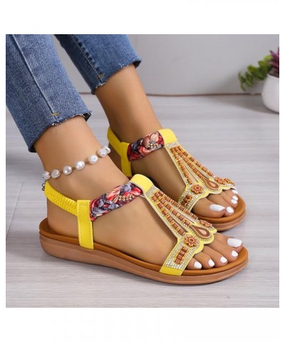 Womens Ankle Strap Gladiator Low Wedge Sandal Casual Beach Lightweight Flats Heel Flip Flop Shoes 176-zoxro-yellow3 $13.69 Pumps