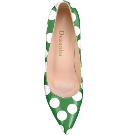 Womens High Stiletto Heels Multicolor Floral Printed Closed Toe Sexy Rivets Pumps Shoes Green Polka Dots $22.44 Pumps