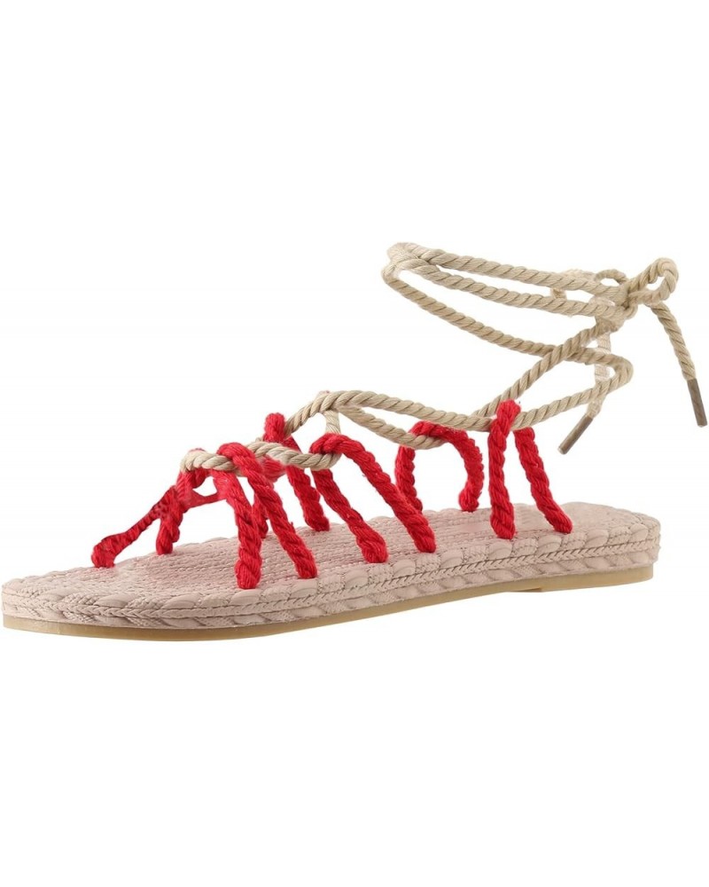 Sandals Women'S Sandals Comfortable Flatshare Women Sandals For Dresses Black Women Flats Shoes Dressy 9-red $23.82 Sandals