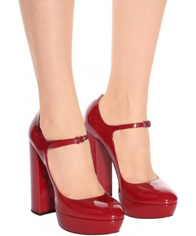 High Heels Ladies Chunky Heel Platform Round Toe Mary Jane Shoes Dress Shoes-Brown||41 44 Red1 $44.50 Pumps