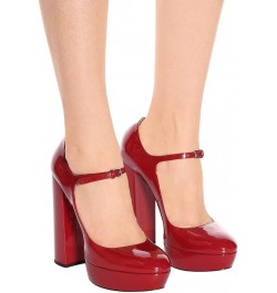 High Heels Ladies Chunky Heel Platform Round Toe Mary Jane Shoes Dress Shoes-Brown||41 44 Red1 $44.50 Pumps