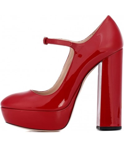 High Heels Ladies Chunky Heel Platform Round Toe Mary Jane Shoes Dress Shoes-Brown||41 44 Red1 $44.50 Pumps