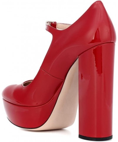 High Heels Ladies Chunky Heel Platform Round Toe Mary Jane Shoes Dress Shoes-Brown||41 44 Red1 $44.50 Pumps