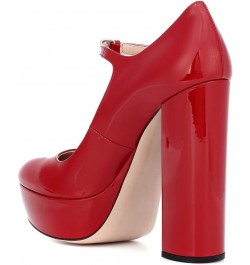 High Heels Ladies Chunky Heel Platform Round Toe Mary Jane Shoes Dress Shoes-Brown||41 44 Red1 $44.50 Pumps