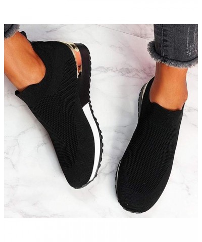 Work Women Sneakers Mesh Runing Outdoor Women Breathable Solid Shoes Sports Color Shoes Women's Black $18.90 Athletic Shoes