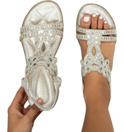 Girl's Sling Sandals Boho Flip Flop Women Wedge Flower Casual Rhinestone Summer 2024 Fashion Comfortable Shoes Silver $20.71 ...