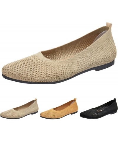 Fashion Summer Women Casual Shoes Flat Pointed Toe Fly Woven Mesh Breathable Upper Slip On Casual Shoes for Women Born (Black...