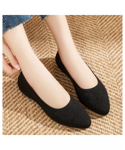 Fashion Summer Women Casual Shoes Flat Pointed Toe Fly Woven Mesh Breathable Upper Slip On Casual Shoes for Women Born (Black...