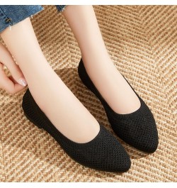 Fashion Summer Women Casual Shoes Flat Pointed Toe Fly Woven Mesh Breathable Upper Slip On Casual Shoes for Women Born (Black...