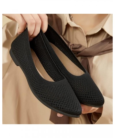 Fashion Summer Women Casual Shoes Flat Pointed Toe Fly Woven Mesh Breathable Upper Slip On Casual Shoes for Women Born (Black...