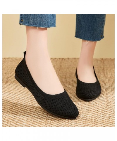 Fashion Summer Women Casual Shoes Flat Pointed Toe Fly Woven Mesh Breathable Upper Slip On Casual Shoes for Women Born (Black...