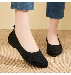 Fashion Summer Women Casual Shoes Flat Pointed Toe Fly Woven Mesh Breathable Upper Slip On Casual Shoes for Women Born (Black...