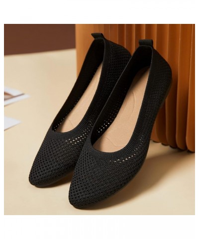 Fashion Summer Women Casual Shoes Flat Pointed Toe Fly Woven Mesh Breathable Upper Slip On Casual Shoes for Women Born (Black...