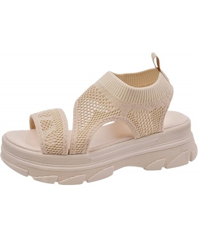 Party Dress Shoes Wide Summer Beach 2024 Women's Heeled Sandals Hiking Memory Foam Beige $14.07 Sandals