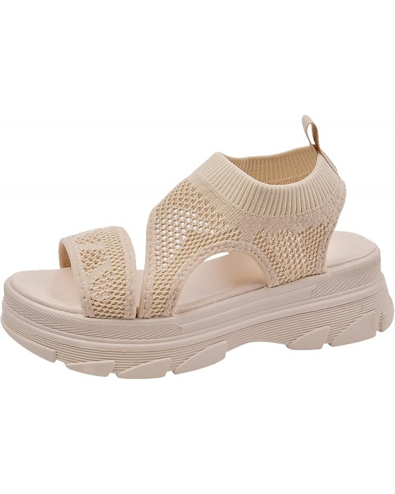 Party Dress Shoes Wide Summer Beach 2024 Women's Heeled Sandals Hiking Memory Foam Beige $14.07 Sandals