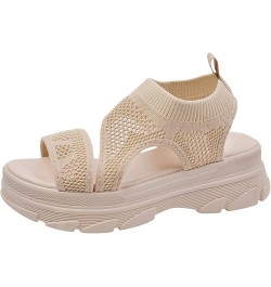 Party Dress Shoes Wide Summer Beach 2024 Women's Heeled Sandals Hiking Memory Foam Beige $14.07 Sandals