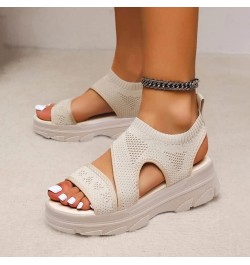 Party Dress Shoes Wide Summer Beach 2024 Women's Heeled Sandals Hiking Memory Foam Beige $14.07 Sandals