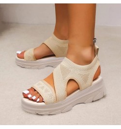 Party Dress Shoes Wide Summer Beach 2024 Women's Heeled Sandals Hiking Memory Foam Beige $14.07 Sandals