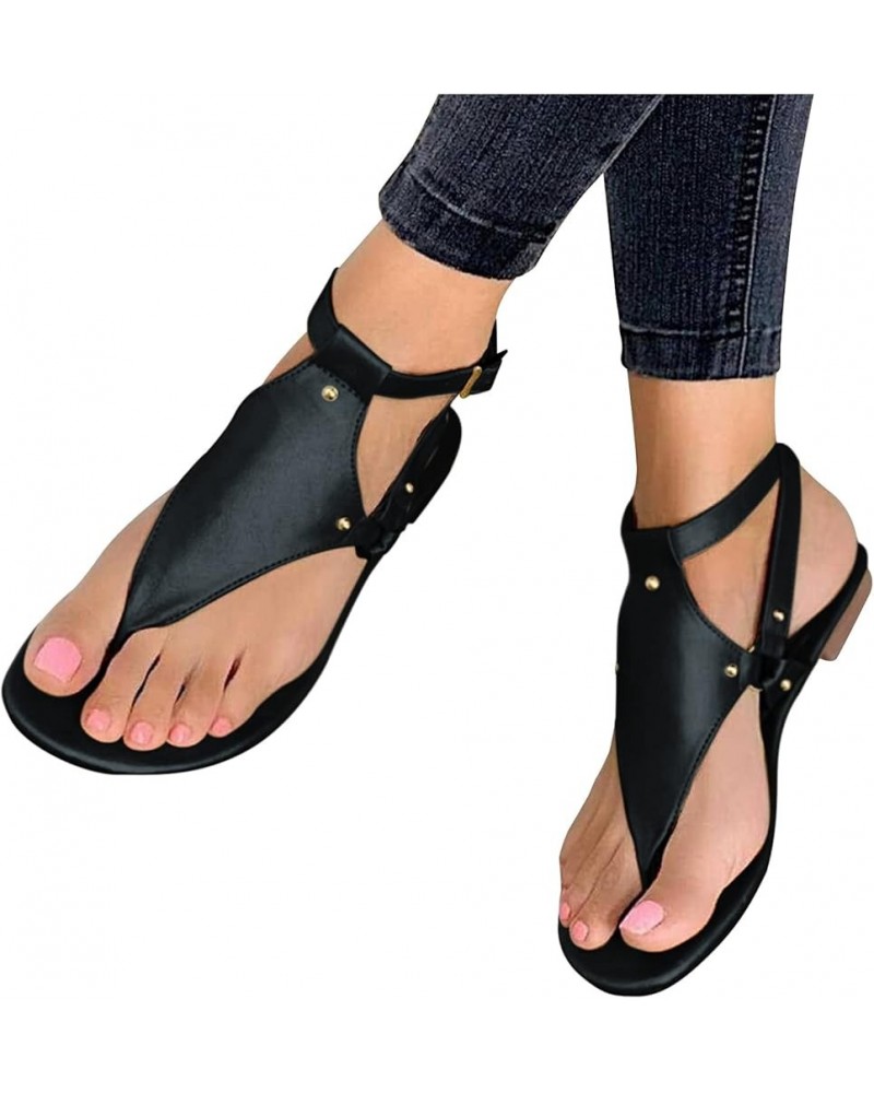 Sandals for Women Casual Summer Open Toe Ankle Strap Sandals Shoes Bohemian Outdoor Slippers Flat Beach Sandals 02black $25.0...