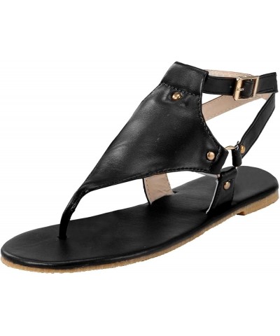 Sandals for Women Casual Summer Open Toe Ankle Strap Sandals Shoes Bohemian Outdoor Slippers Flat Beach Sandals 02black $25.0...