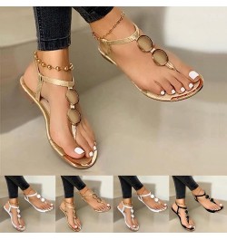 Sandals Women Dressy Summer Flat,Slip On Slides Leather Slippers Open Toe Vintage Glitter Crystal Slippers Z11-gold $13.76 Sa...